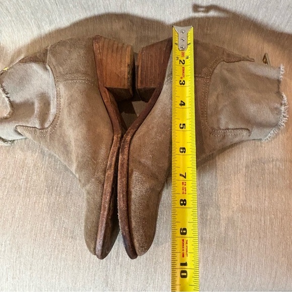 ZADIG & VOLTAIRE Sz 38 Fabric Canvas Suede Stacked Heel Zip Up Ankle Booties - Picture 7 of 14